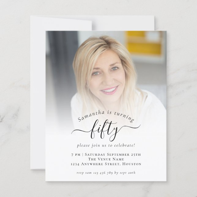 Budgetfotoskript 50:e Födelsedagsfest inbjudan (Framsida)