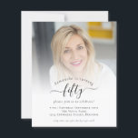 Budgetfotoskript 50:e Födelsedagsfest inbjudan<br><div class="desc">Ett ekonomiskt alternativ i BUDGET på en mindre storlek på 4, 5 x 5, 6 tum (110 lbs vikt), som är av samma tjocklek som ett vykort (är dock inte lämpligt för använda som vykort). OBSERVERA ATT DET FINNS EN inbjudan per lakan. Budgetfotoskript 50 Födelsedagsfest inbjudan. Ett minimalistiskt, fullständigt anpassade...</div>