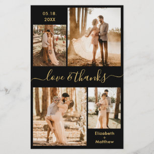 Budgetfotoskript, svart Guld Bröllop Tack