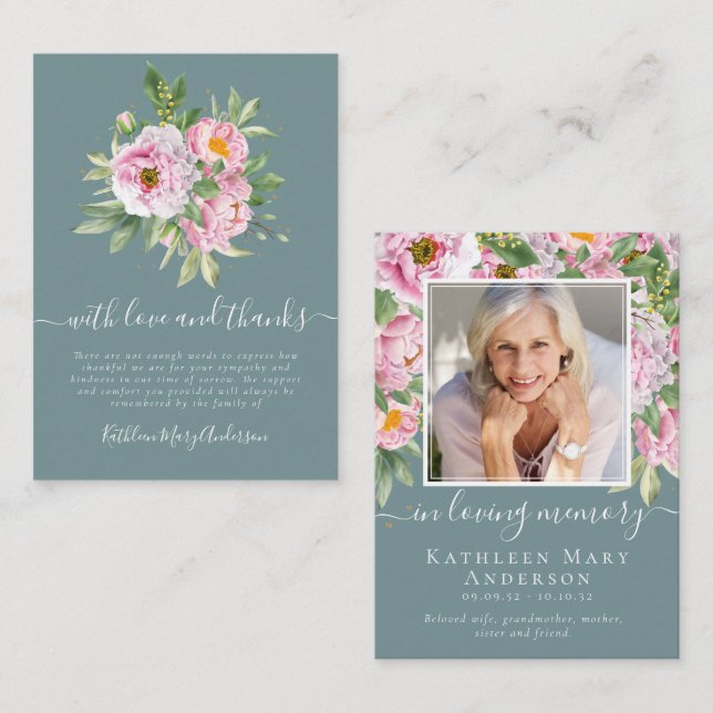 Budgetfotosympati Blommigt Funeral Tack Inte Anteckningskort (Fram/baksida)