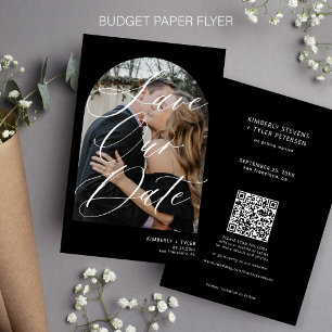 Budgetfotot QR CODE svart bröllop spara datum Flygblad