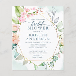 Budgetgeometrisk Blommigt Inbjudningskort för möhi