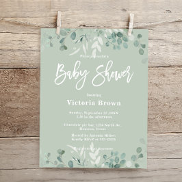 Budgetgrönska Baby Shower Inbjudan