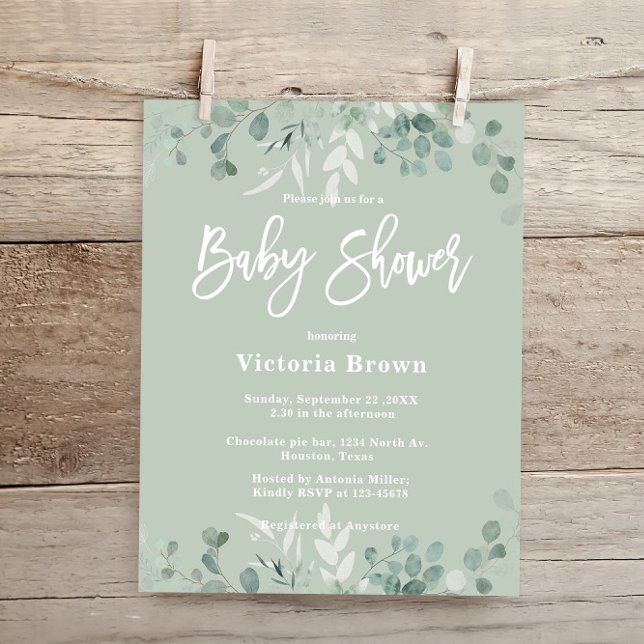 Budgetgrönska  Baby Shower  Inbjudan (Skapare uppladdad)