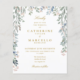 Budgetgrönt blomsterbröllopsinbjudan