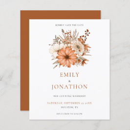 Budgethösten Blommigt Bröllop spara datum