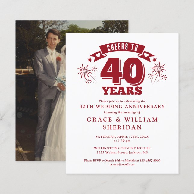 Budgethyror till 40-årsfoto i Inbjudan (Fram/baksida)