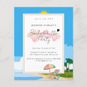 Budgetinbjudan, Beach Bachelorette Hens Party Flygblad