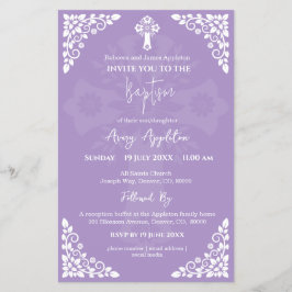 Budgetinbjudan Blommigt Kor Baptism Lilac Flygblad
