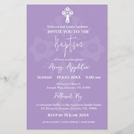 Budgetinbjudan Blommigt Kor Baptism Lilac Flygblad