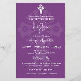 Budgetinbjudan Blommigt Kor Baptism Sweet Plum Flygblad