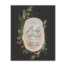 Budgetinbjudan för babydusch för Rustic-träsegment