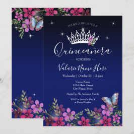 Budgetinbjudan för blommor (Butterfly Quinceanera)