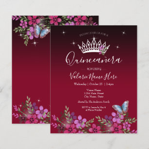 Budgetinbjudan för blommor (Butterfly Quinceanera)