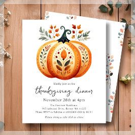 Budgetinbjudan för Boho Folk Pumpkin Thanksgiving-