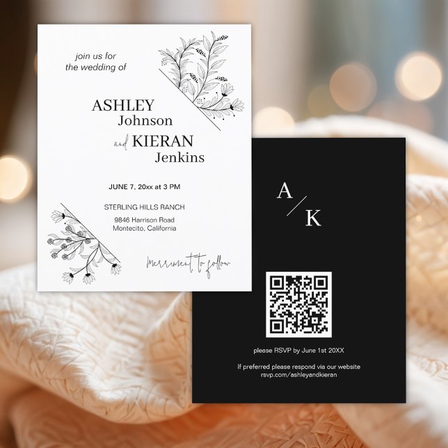 Budgetinbjudan för elegant Black and White Bröllop Flygblad (Skapare uppladdad)