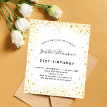 Budgetinbjudan för födelsedagen, vita guld glitter flygblad<br><div class="desc">Observera att inbjudan är papper och mycket tunn. Kuvert ingår inte. Om du vill ha mer omfattande inbjudningar (samma design) kan du besöka vår butik. För elegant 21:a födelsedag (eller någon annan ålder). En vit snyggt bakgrund. Dekorerad med faux-damm från guld glitter. Anpassa och lägg till information om namn, ålder...</div>