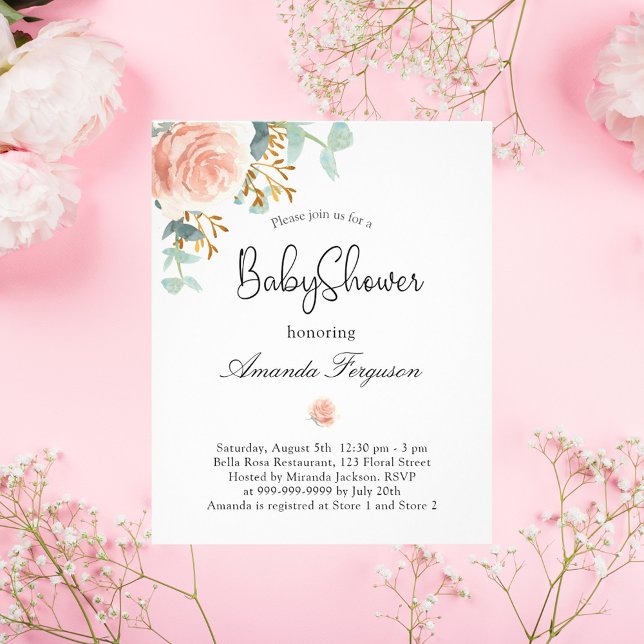 Budgetinbjudan för grön blommigt för babyvisningsp flygblad (Skapare uppladdad)