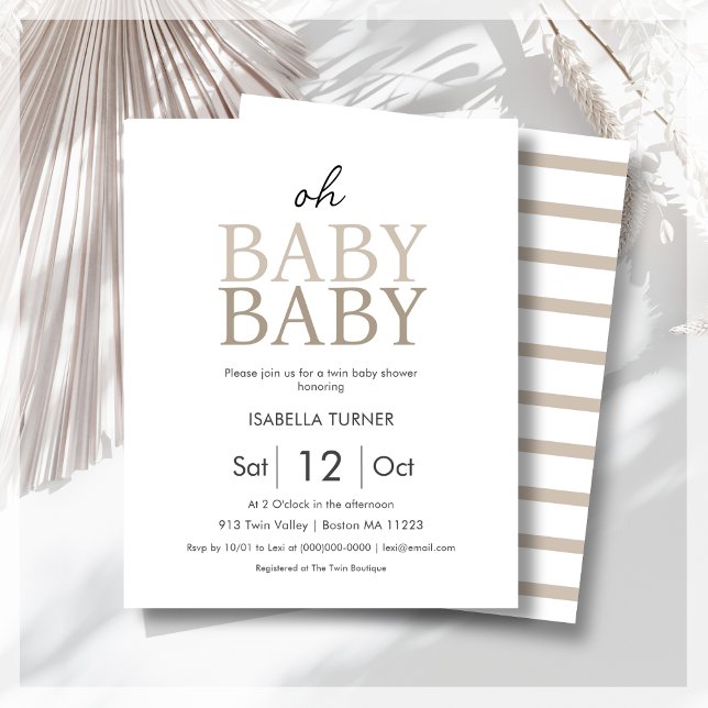 Budgetinbjudan för neutralt Twin Baby Shower (Skapare uppladdad)