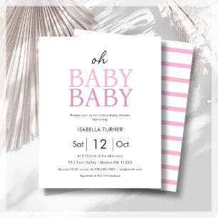 Budgetinbjudan för rosa Twillingars Baby Shower