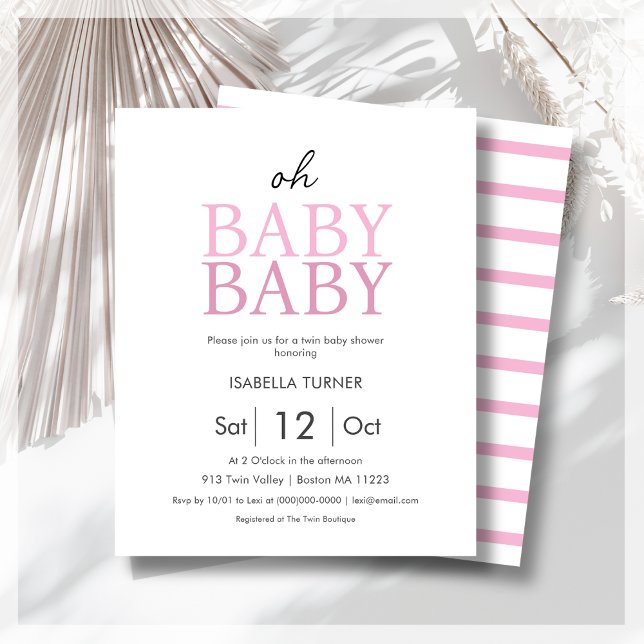 Budgetinbjudan för rosa Twillingars Baby Shower (Skapare uppladdad)