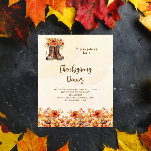 Budgetinbjudan för thanksgiving party blommigt sta
