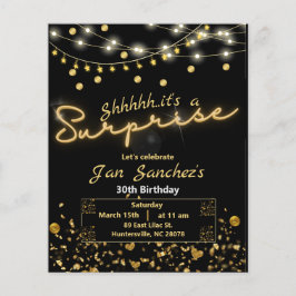 Budgetinbjudan QRcode till svartvunget och guld Flygblad