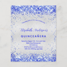 Budgetinbjudan Quinceanera silver royal blått inbj