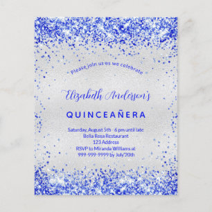Budgetinbjudan Quinceanera silver royal blått inbj