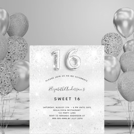 Budgetinbjudan Sverige 16 silver metall glitter