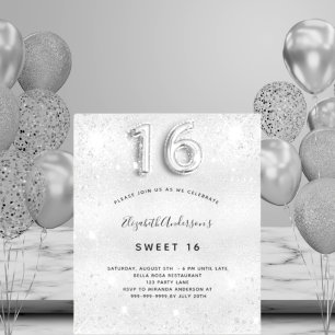 Budgetinbjudan Sverige 16 silver metall glitter