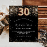 Budgetinbjudan till 30års födelsedag svarta guld g flygblad<br><div class="desc">Observera att inbjudan är papper och mycket tunn. Kuvert ingår inte. Om du vill ha mer omfattande inbjudningar (samma design) kan du besöka vår butik. En modern, snyggt och glamorös inbjudan till 30års födelsedag party. En svart bakgrund dekorerad med faux glitter. Namn är skrivet med ett modernt skript för den...</div>