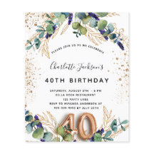 Budgetinbjudan till 40-årsdag för eukalyptus