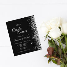 Budgetinbjudan till Black Glitter Par Shower