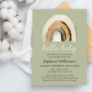 Budgetinbjudan till Boho Rainbow Baby Shower