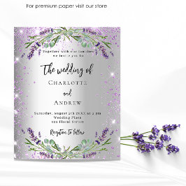 Budgetinbjudan till Bröllop lavender silver blommi