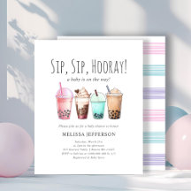 Budgetinbjudan till Bubble Tea Boba Baby Shower