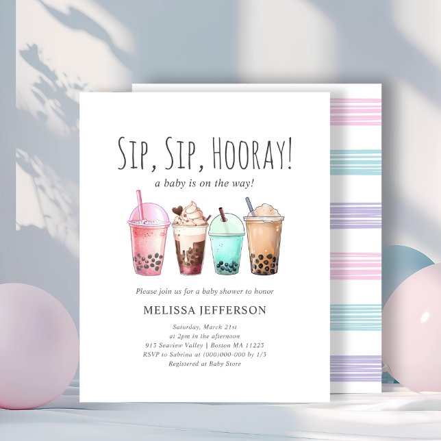 Budgetinbjudan till Bubble Tea Boba Baby Shower (Skapare uppladdad)