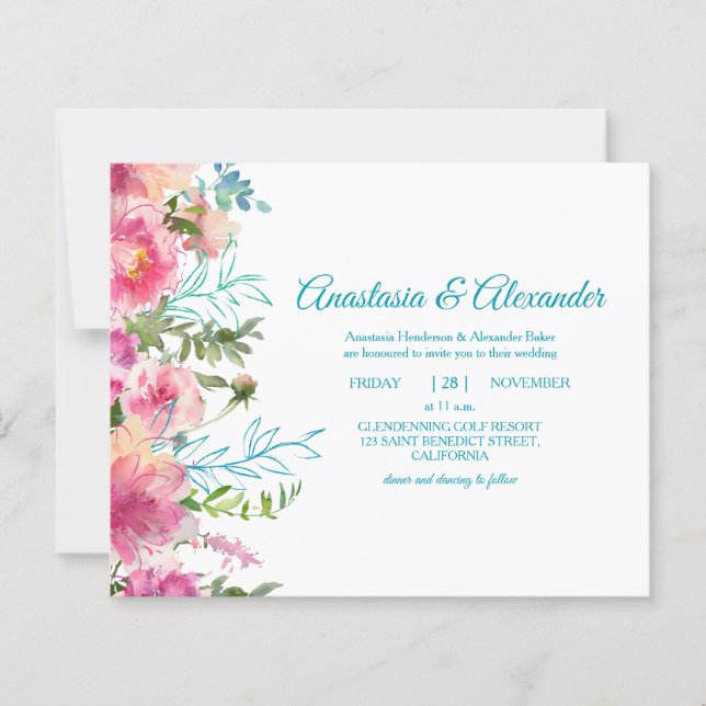 Budgetinbjudan till ceremonin i bröllop. (Framsida)