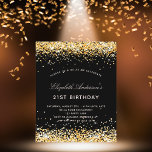 Budgetinbjudan till det svarta guld glitter flygblad<br><div class="desc">Observera att inbjudan är papper och mycket tunn. Kuvert ingår inte. Om du vill ha mer omfattande inbjudningar (samma design) kan du besöka vår butik. En modern, snyggt och glamorös inbjudan till en 21:a (eller vilken ålder som helst) födelsedagsfest. En svart bakgrund med faux guld glitter damm. Namn är skrivet...</div>