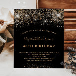 Budgetinbjudan till det svarta guld glitter flygblad<br><div class="desc">Observera att inbjudan är papper och mycket tunn. Kuvert ingår inte. Om du vill ha mer omfattande inbjudningar (samma design) kan du besöka vår butik. En modern, snyggt och glamorös inbjudan till en 40:e (eller vilken ålder som helst) födelsedagsfest. En svart bakgrund dekorerad med faux glitter och gnistra. Namn är...</div>