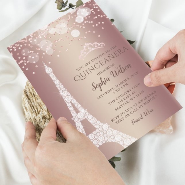 Budgetinbjudan till Eiffel Torn Ro Quinceañera (Skapare uppladdad)