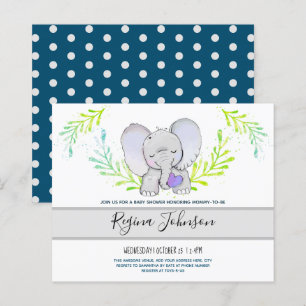 Budgetinbjudan till Elephant Baby Shower
