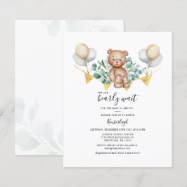 Budgetinbjudan till eukalyptus Bear Baby Shower