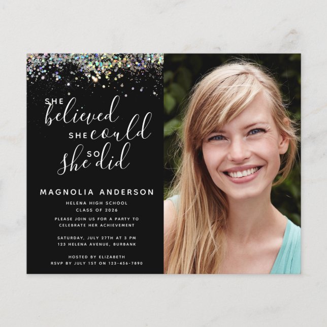 BUDGETinbjudan till foto Glitter Studenten (Framsida)