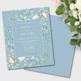 Budgetinbjudan till Greenery Dusty Blue Wedding