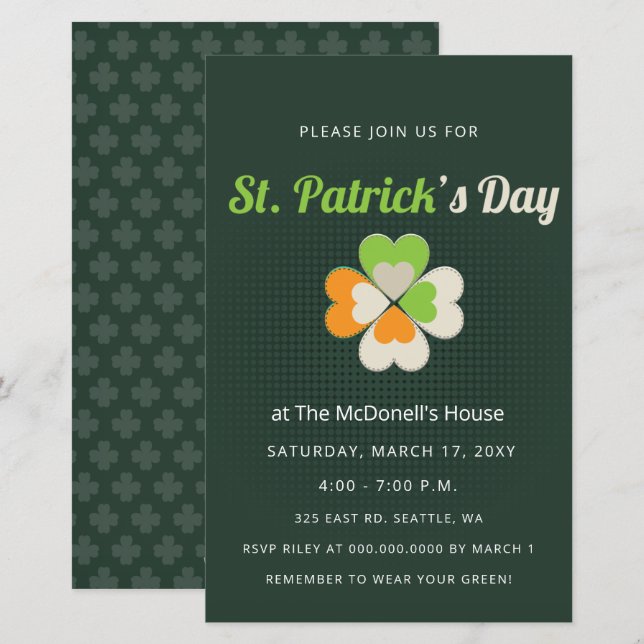 Budgetinbjudan till Irish Flagga St patricks day (Fram/baksida)