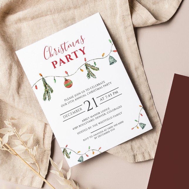 Budgetinbjudan till julfest flygblad (Boho Rustic Script Christmas Party Invitation Flyer)