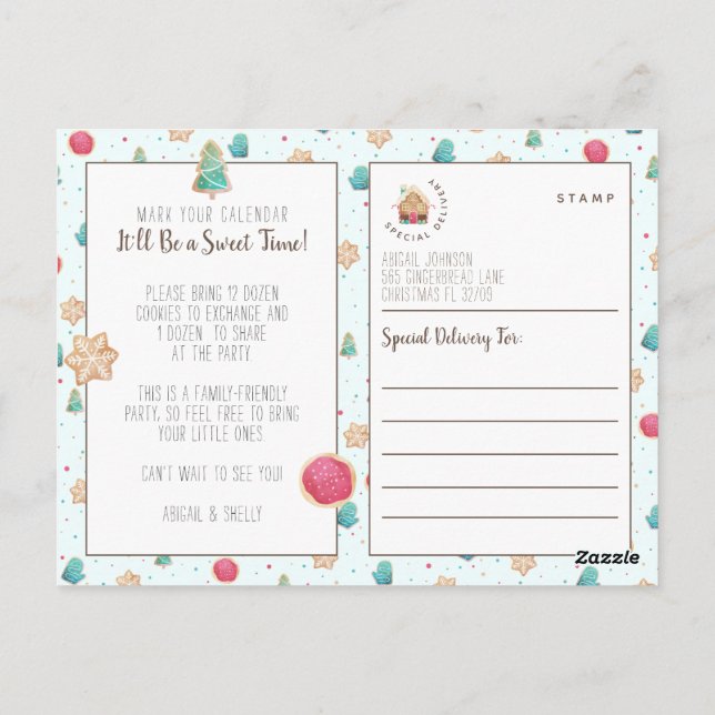 Budgetinbjudan till julfest med kaktävling vykort (Baksida)