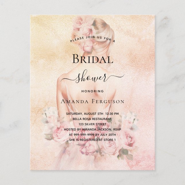 Budgetinbjudan till möhippa blonde brude ro flygblad (Framsidan)